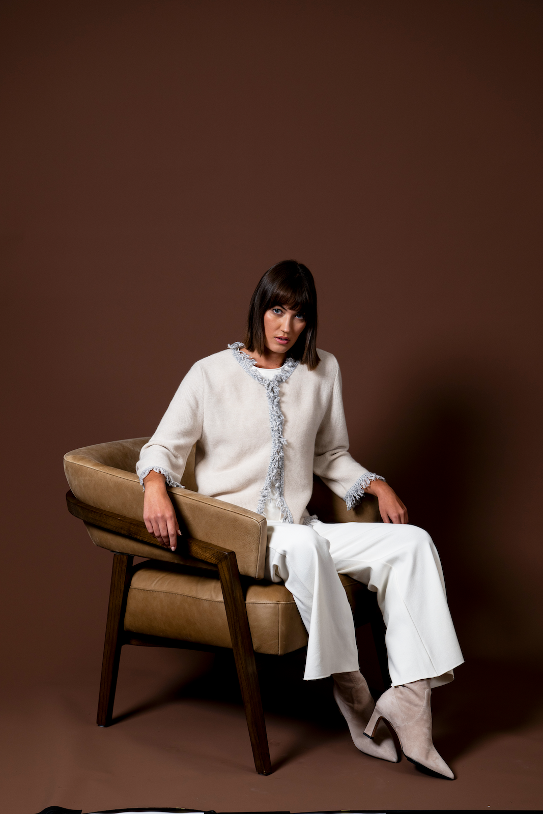 Barb Milano-Knit Wide Leg Pants; Winter White