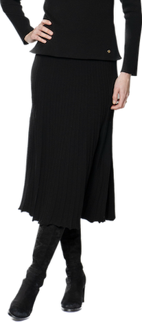 Georgia Pleated-Knit Midi Skirt; Black