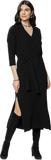 Gabriella Vertical Rib-Knit 3/4 Sleeved Midi Dress; Black