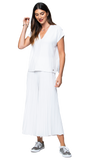 Vivi V-Neck Drop-Shoulder Top; White