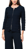 Zia Square-Detail Knit Jacket ; Dark Navy