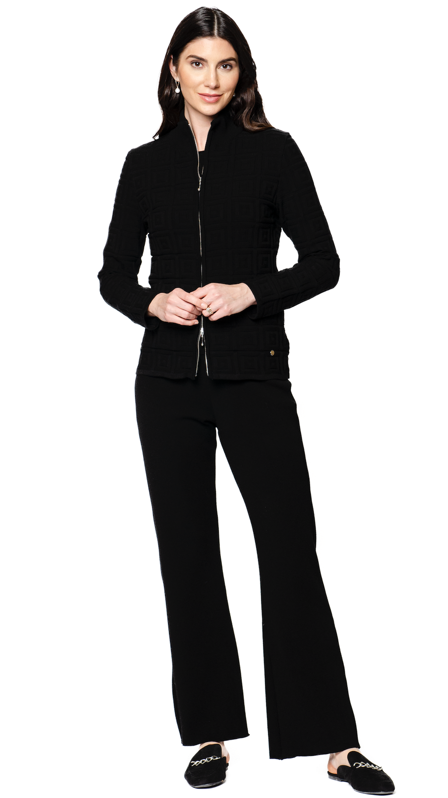 Domenique Milano-Knit Boot Leg Pants; Black (ships on 4/30)