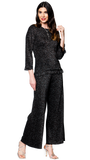 Trina Wide Leg Shimmery Pant; Black Shimmer