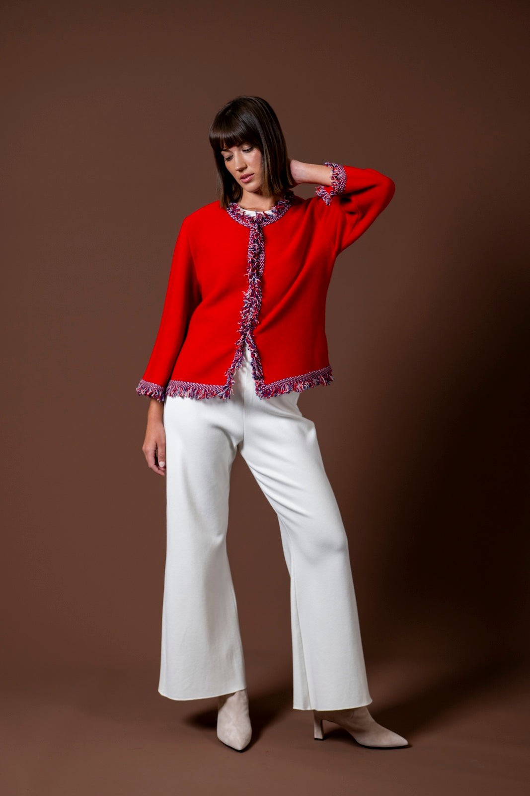 Rita Fringe Jacket ; Red