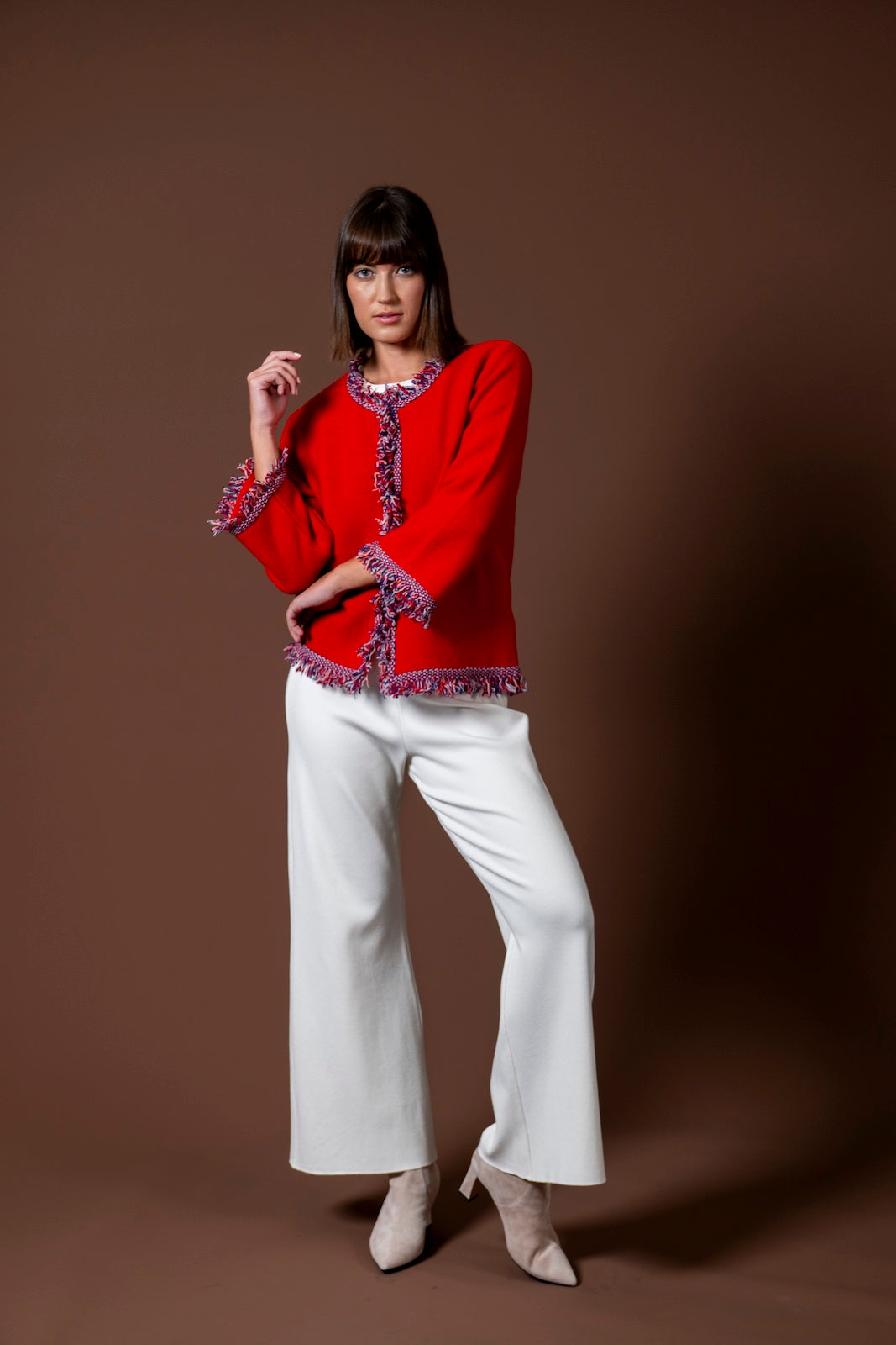 Rita Fringe Jacket ; Red