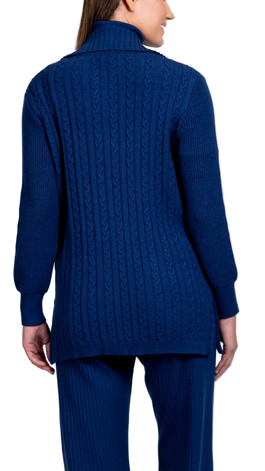 Shirley Mid-Length Cable-Knit Cardigan, Navy