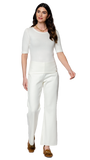 Monique Milano-Knit Boot Leg  Pants; Winter White