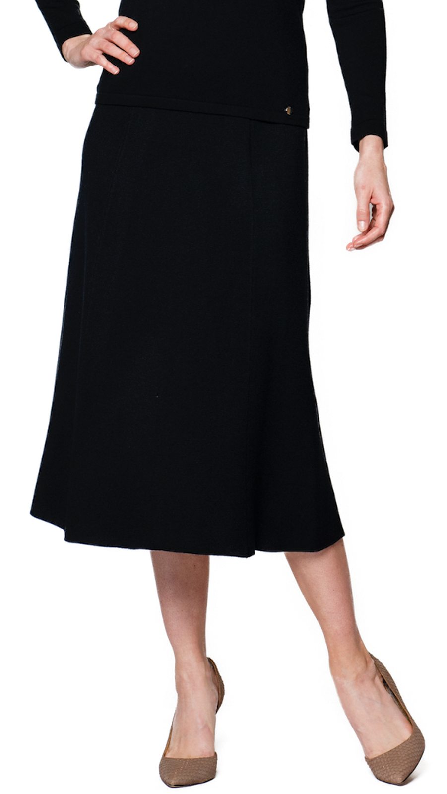 Lydia A-Line Midi Skirt; Black