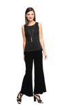 Molly Shimmer Sleeveless Pleated Swing Top; Black Shimmer