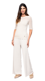 Bella Short Sleeved Top with See-Through Detail on Shoulders and Sleeves; Beige/ Gold Ecru