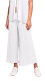 Giuliana Plisse-Look Cropped Wide Leg Pants; White
