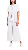Giuliana Plisse-Look Cropped Wide Leg Pants; White