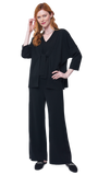 Malia Three-Quarter Sleeved Front-Tie Cardigan; Black