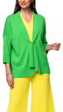Malia Three-Quarter Sleeved Front-Tie Cardigan; Bright Green