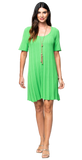 Stephanie Wave Rib Knit Short Sleeved Swing Dress; Bright Green