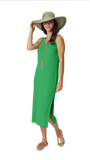 Betsy Vertical Rib Knit Sleeveless Mid-calf Sheath Dress; Bright Green