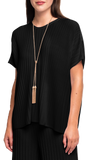 Erika Loose-Fitting Wide Rib Knit Drop Shoulder Top; Black