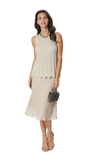 Molly Shimmer Sleeveless Pleated Swing Top; Gold Ecru