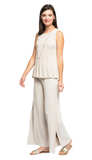 Molly Shimmer Sleeveless Pleated Swing Top; Gold Ecru