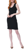 Vera Square-Detail Knit Sheath Dress; Black