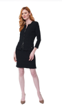 Vera Square-Detail Knit Sheath Dress; Black